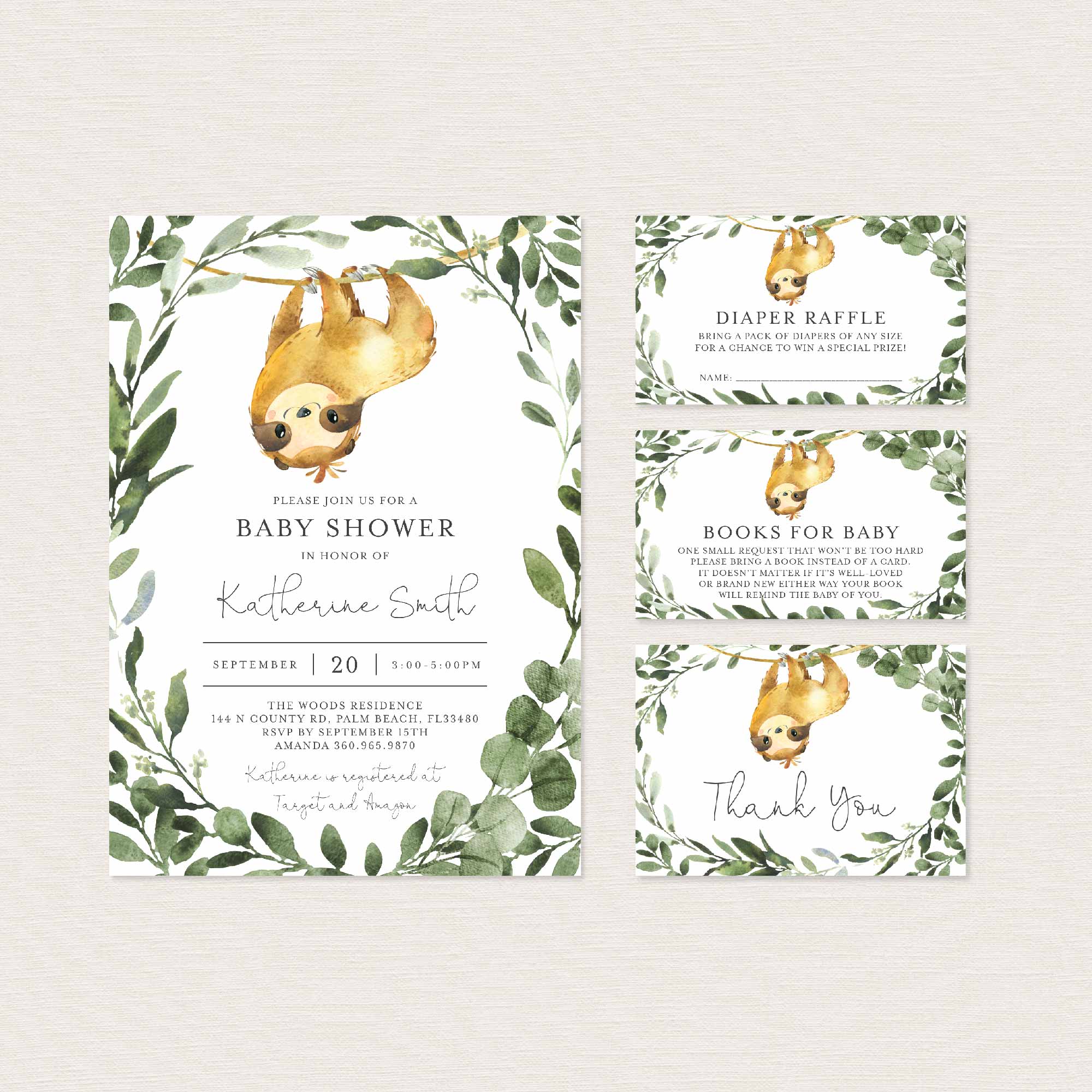 Sloth Baby Shower Printables