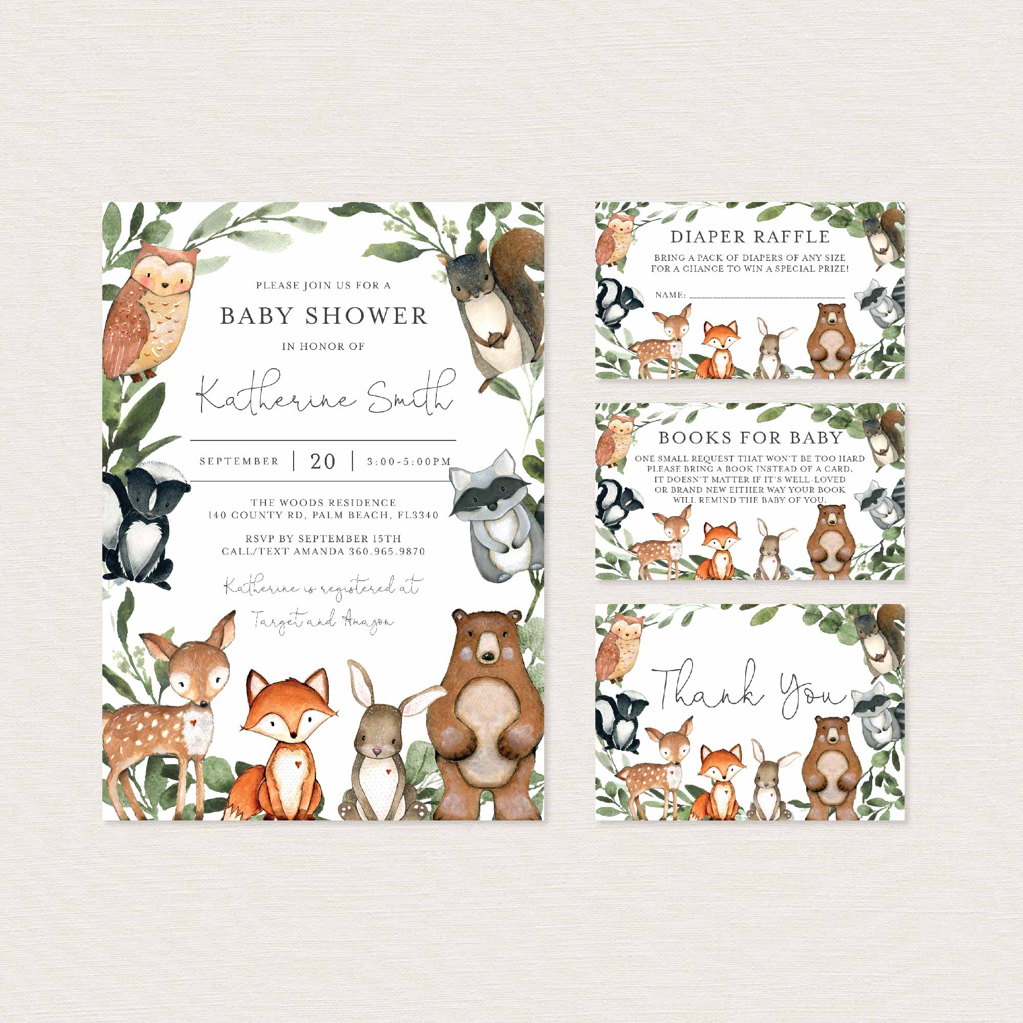 Woodland Animals Baby Shower Printables