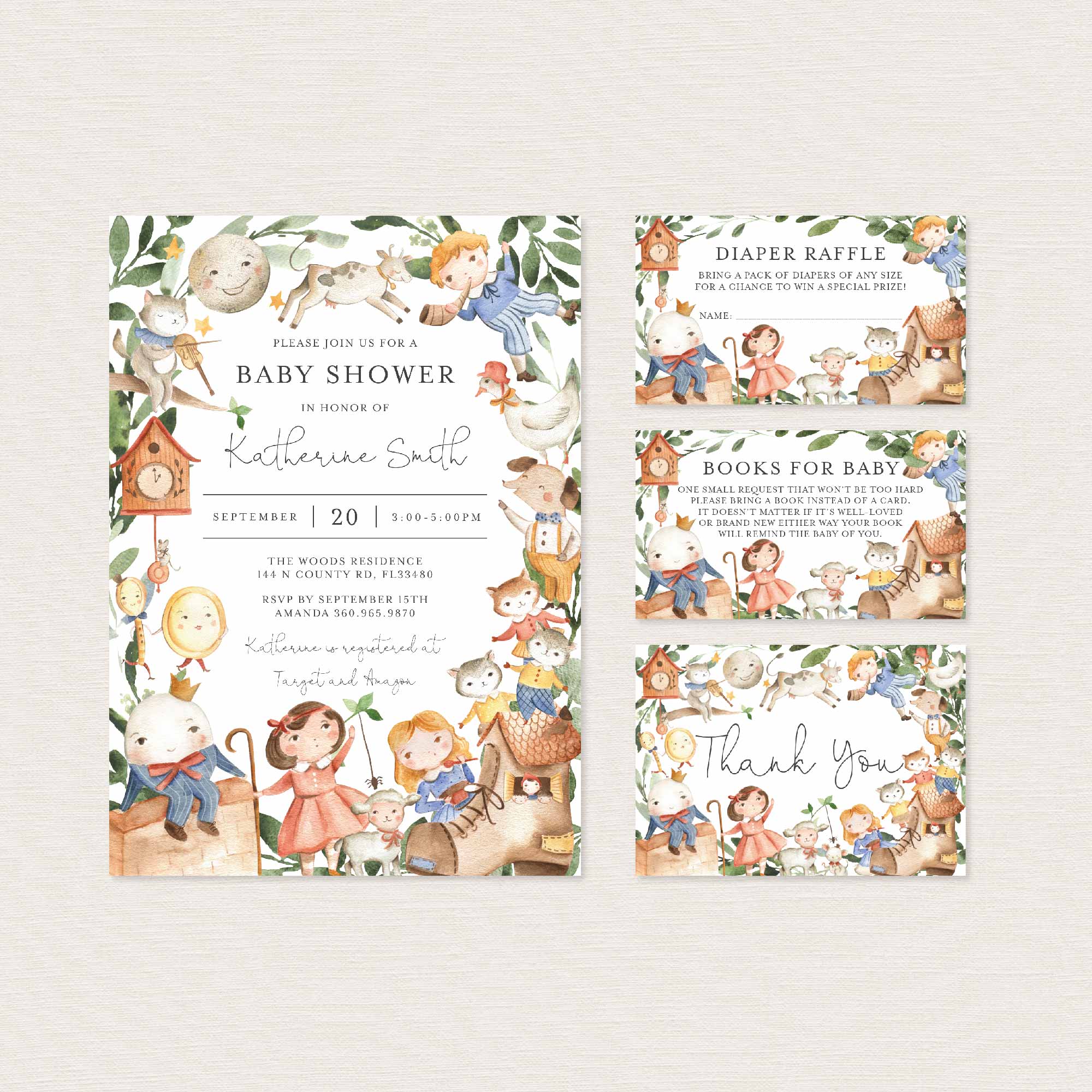 Nursery Rhymes Baby Shower Printables