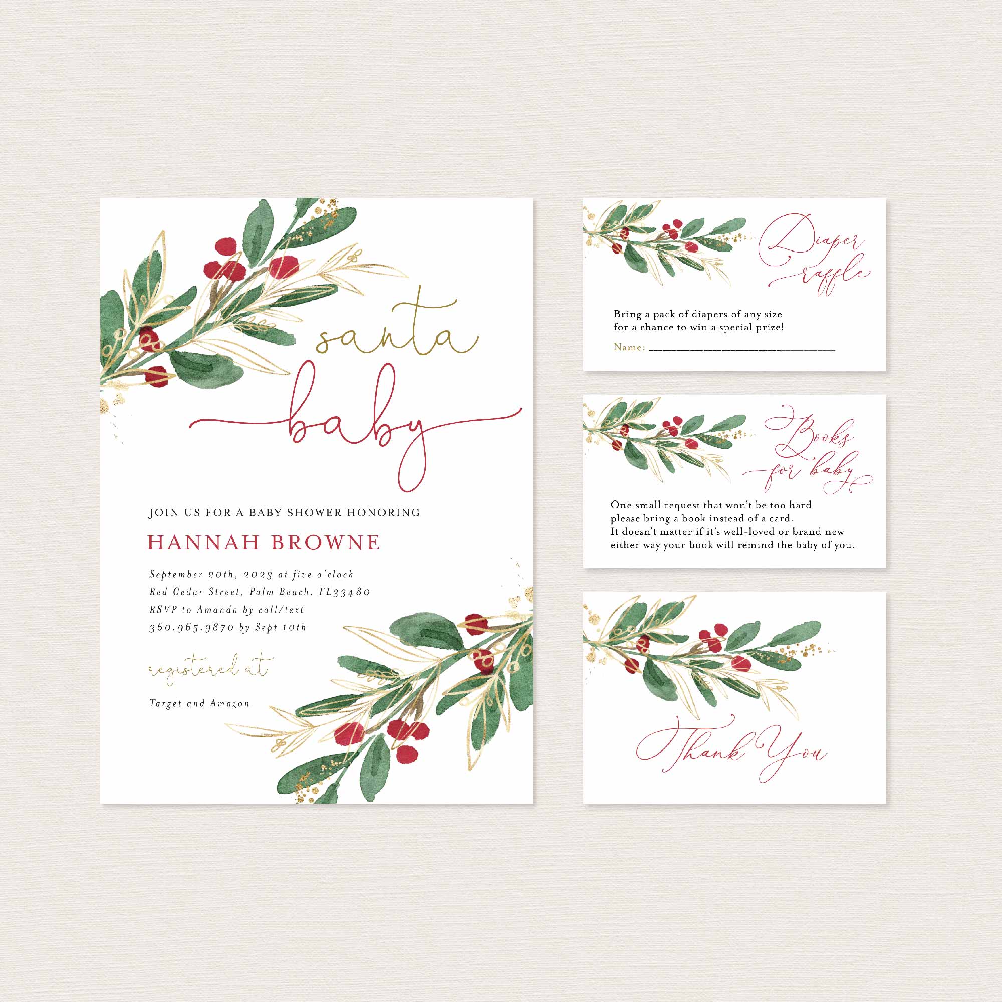 Winter Berry Baby Shower Printables