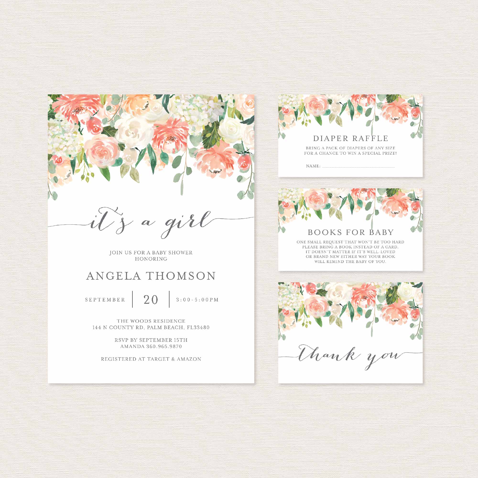 Peach and Cream Baby Shower Printables