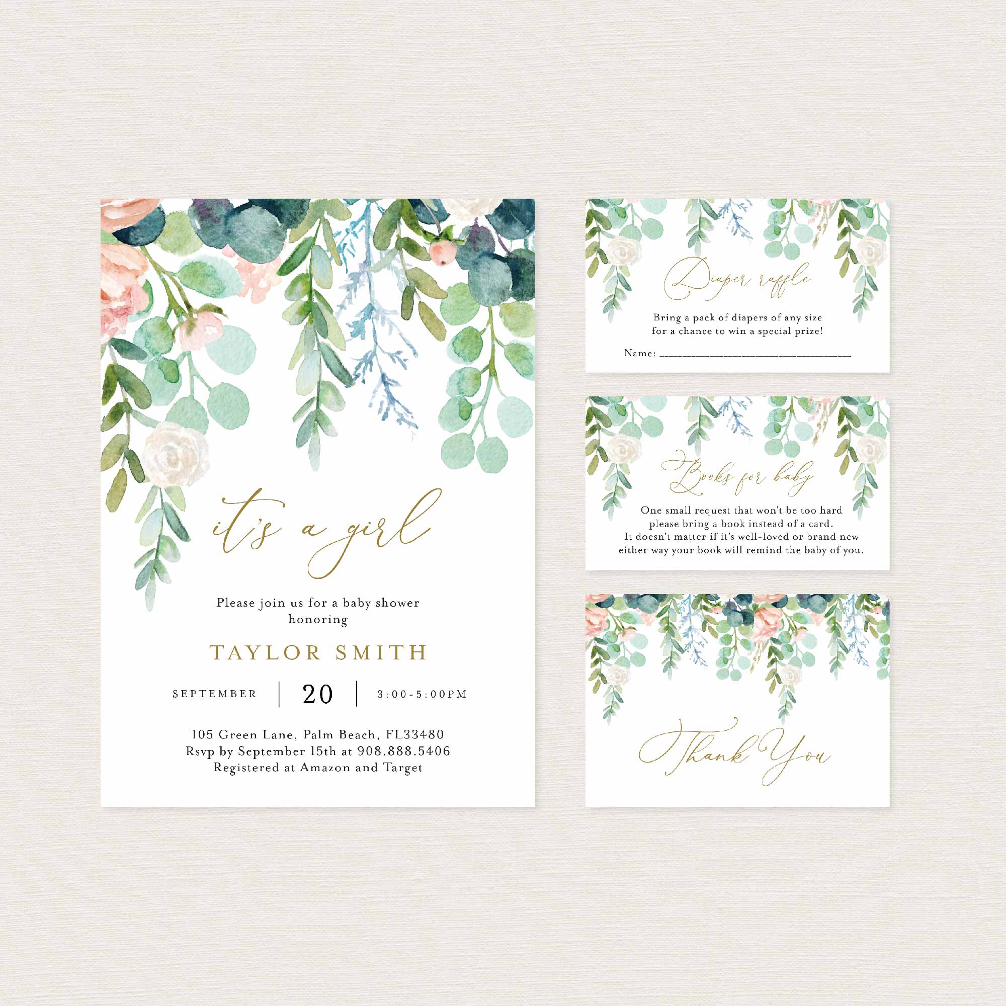 Blush Garden Baby Shower Printables