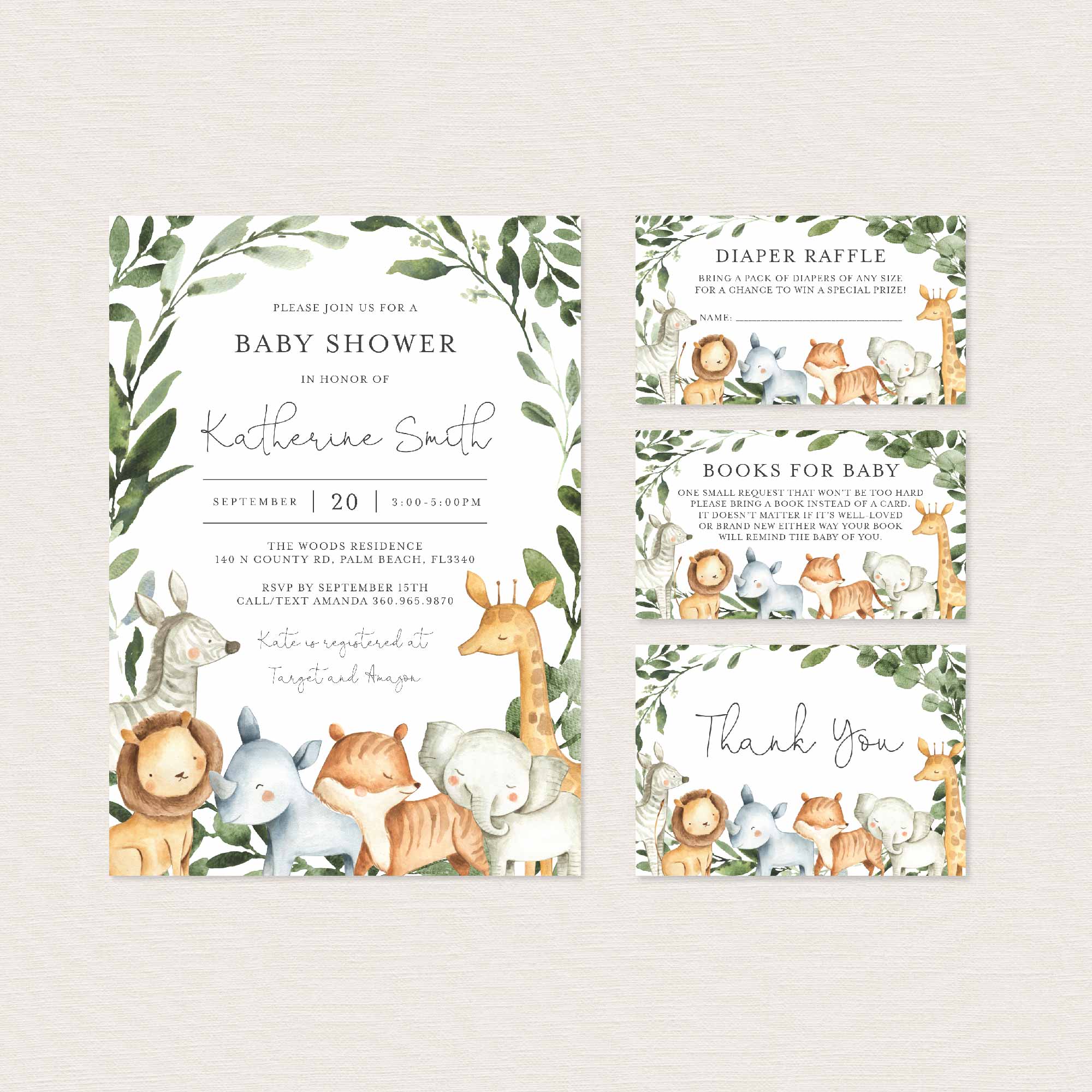 Safari Animals Baby Shower Printables