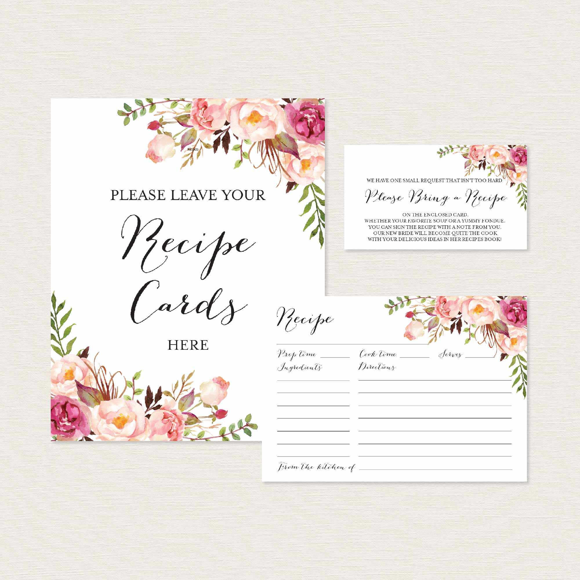 Pink Floral Bridal Shower Printables