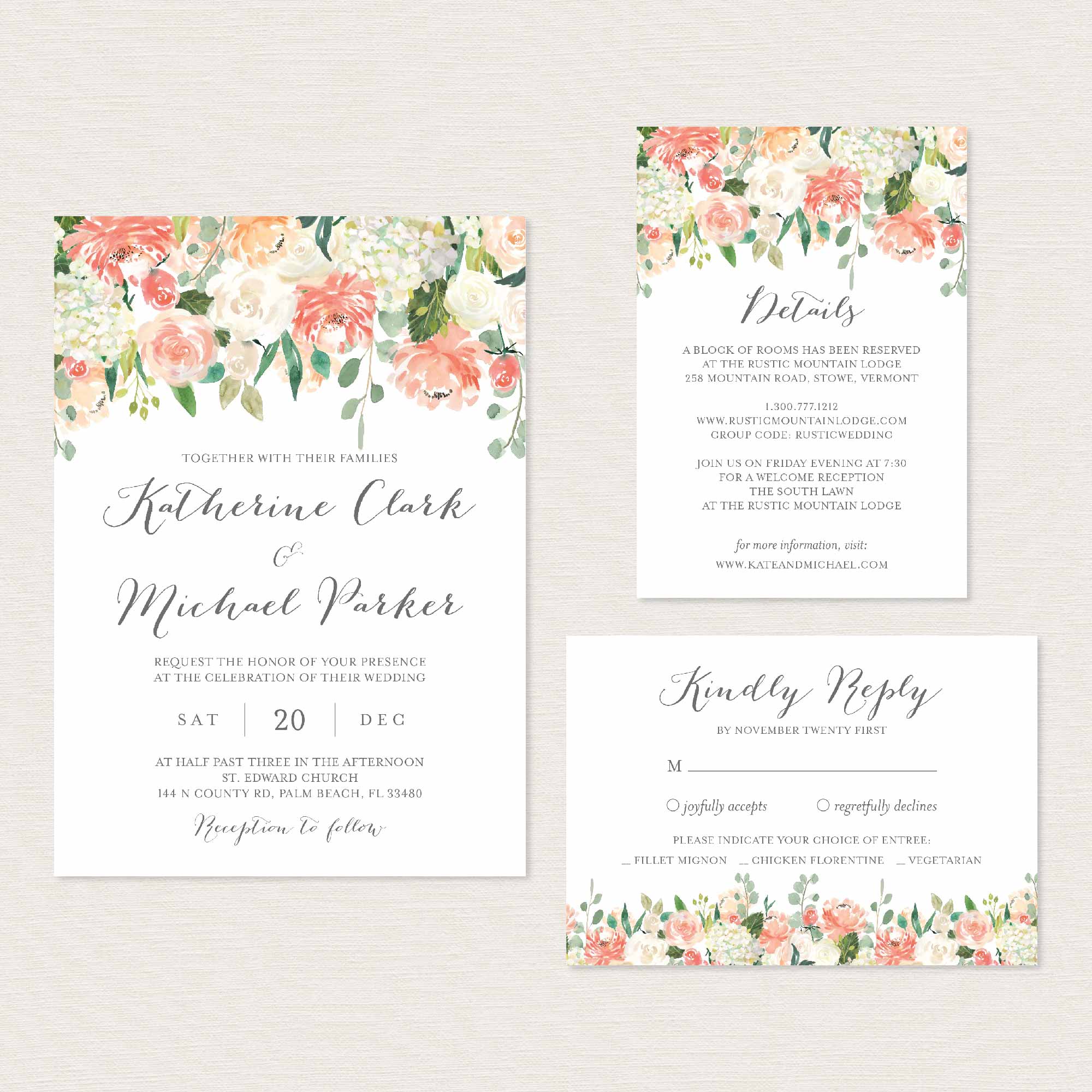 Peach and Cream Wedding Printables