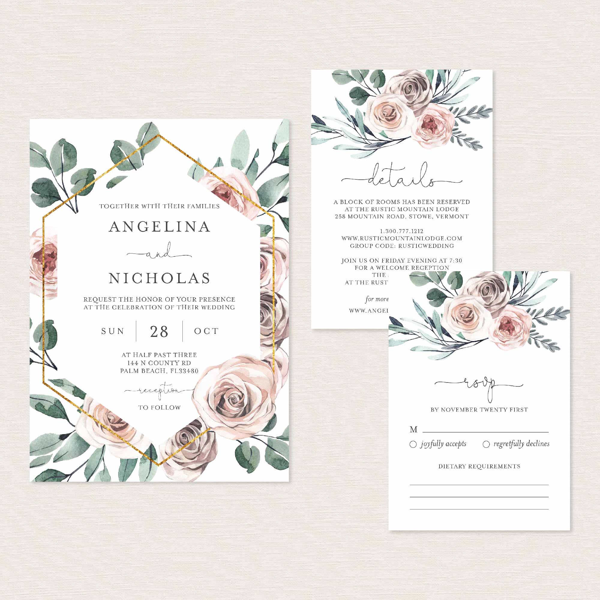Boho Rose Wedding Printables