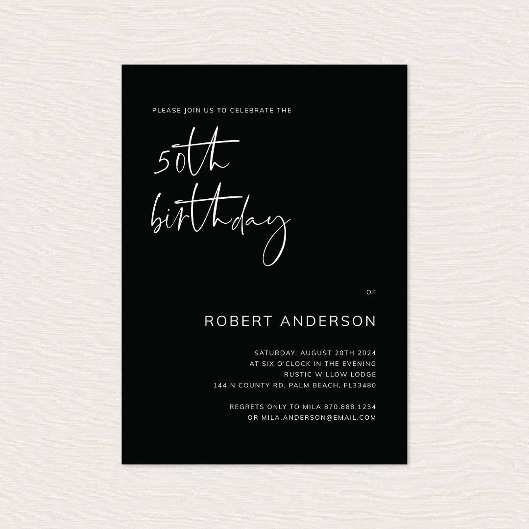 Modern Minimal Adult Birthday Invitation Printable