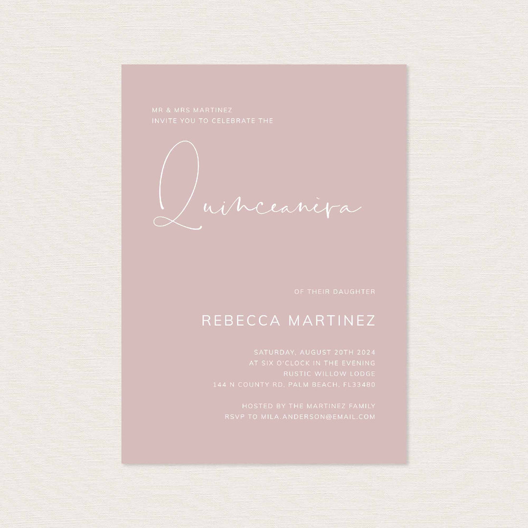 Modern Minimal Quinceañera Invitation Printable