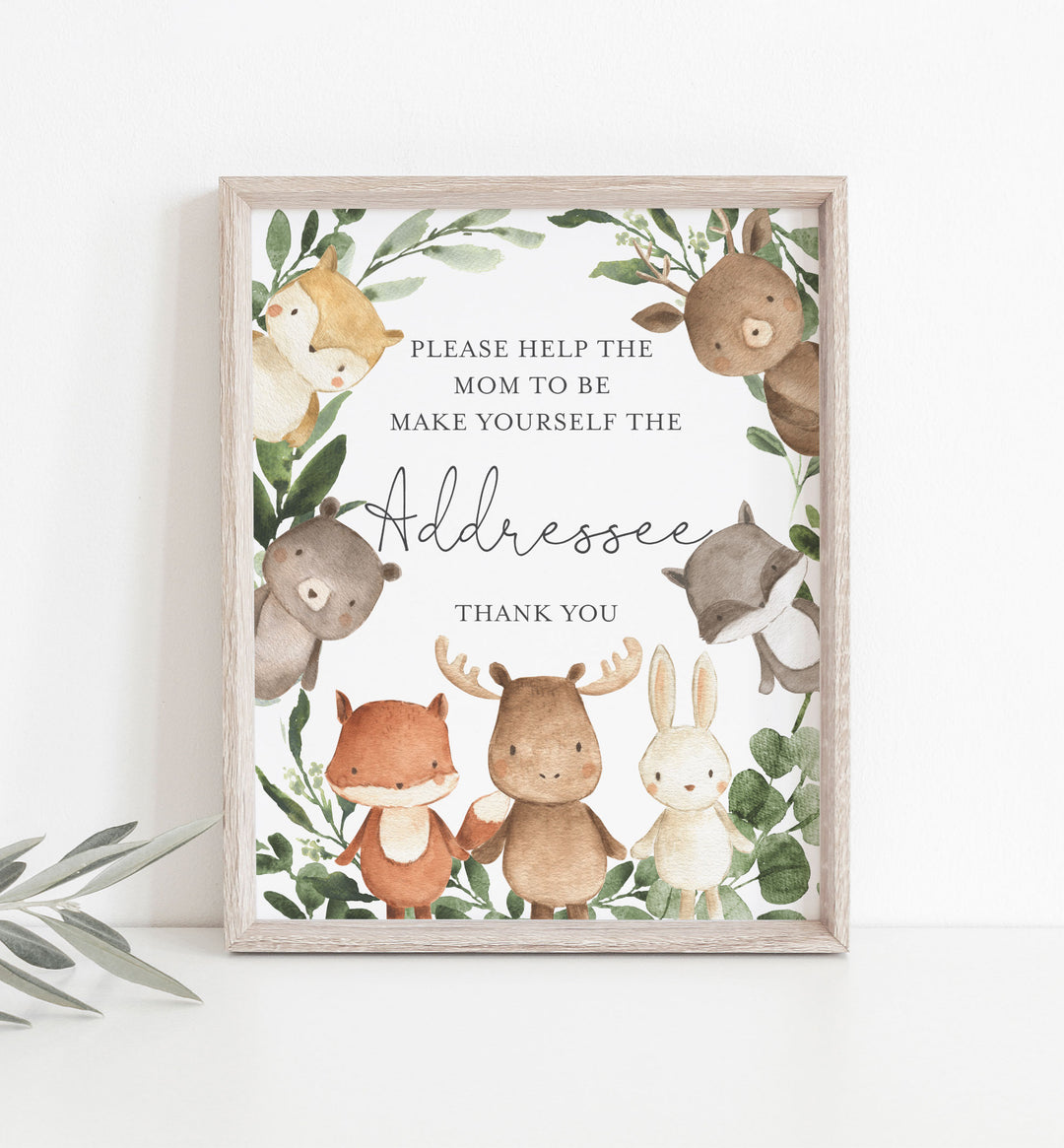 Woodland Friends Baby Shower Address An Envelope Sign Printable