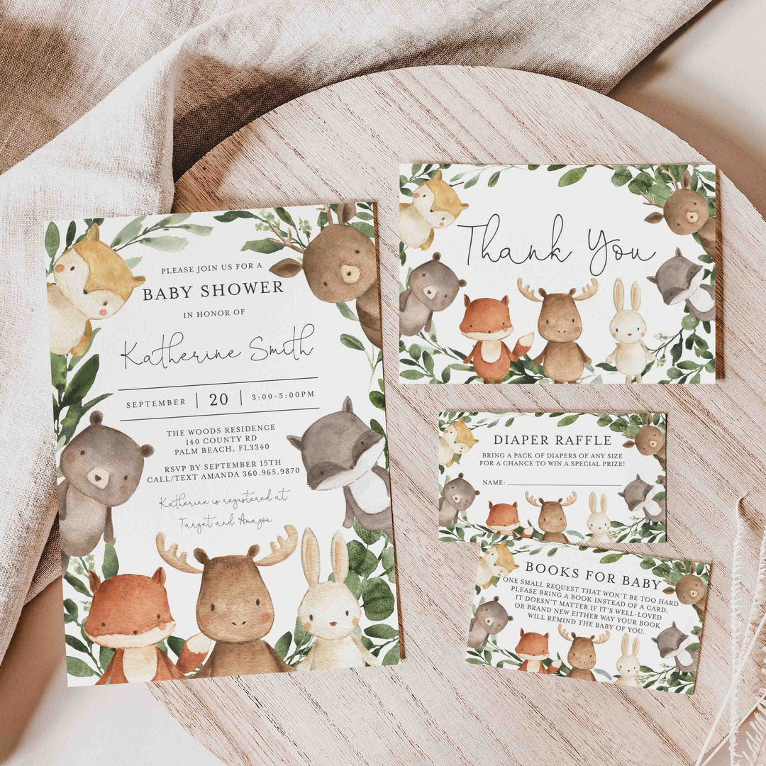Woodland Friends Baby Shower Suite Printable