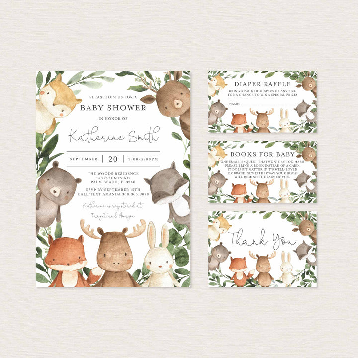 Woodland Friends Baby Shower Suite Printable