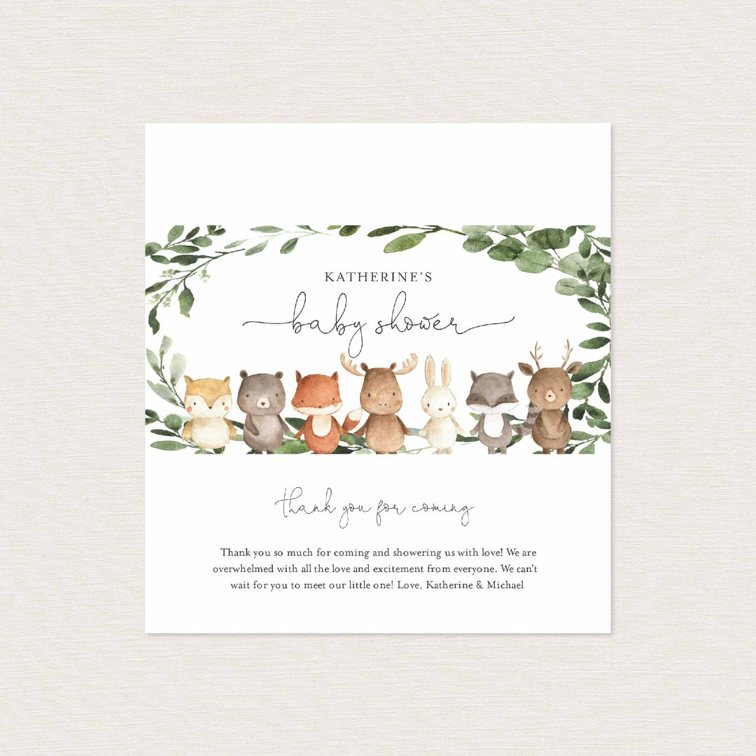 Woodland Friends Baby Shower Chocolate Bar Wrapper Printable