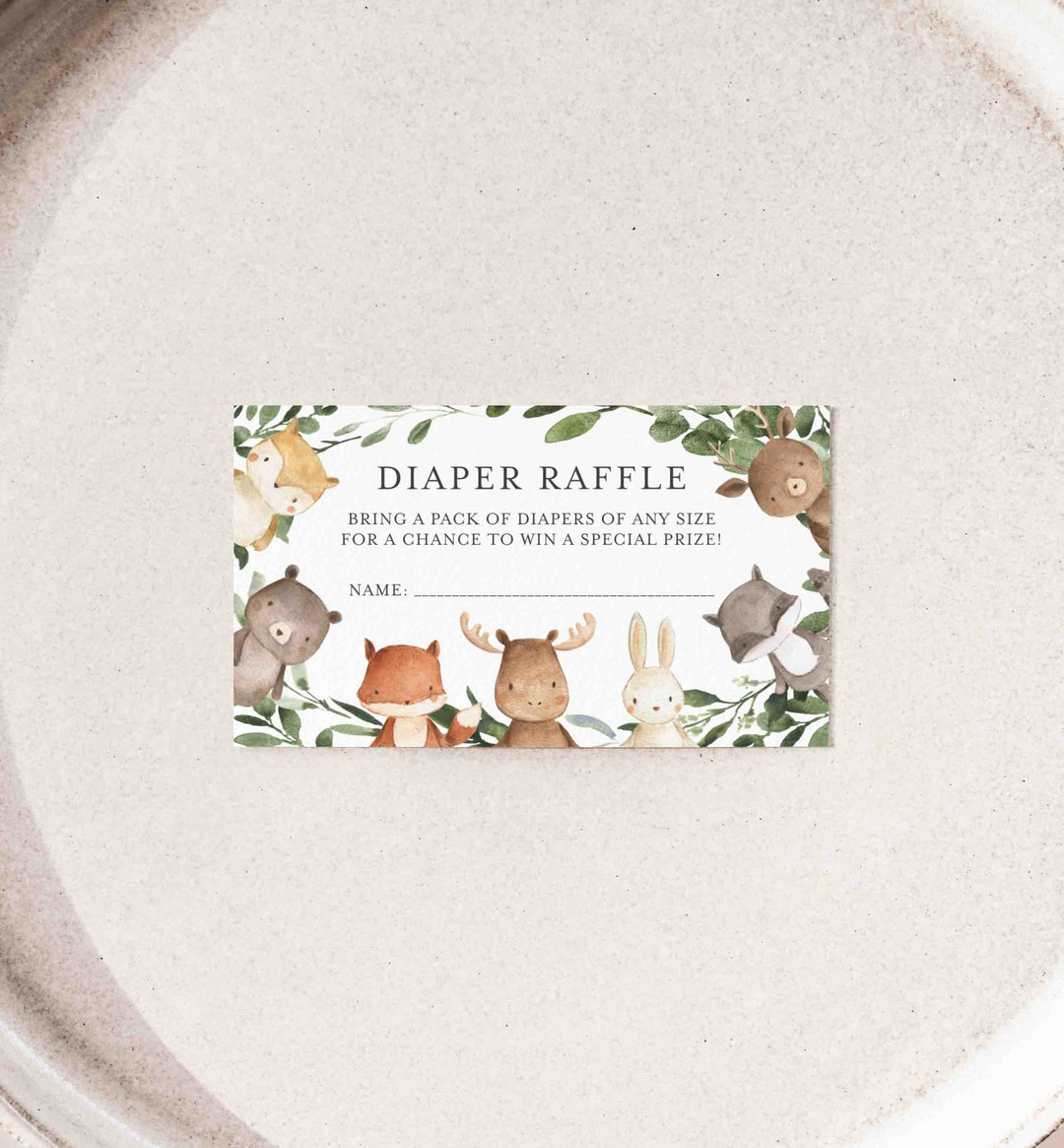 Woodland Friends Baby Shower Diaper Raffle Printable
