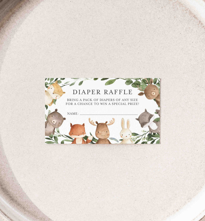 Woodland Friends Baby Shower Diaper Raffle Printable
