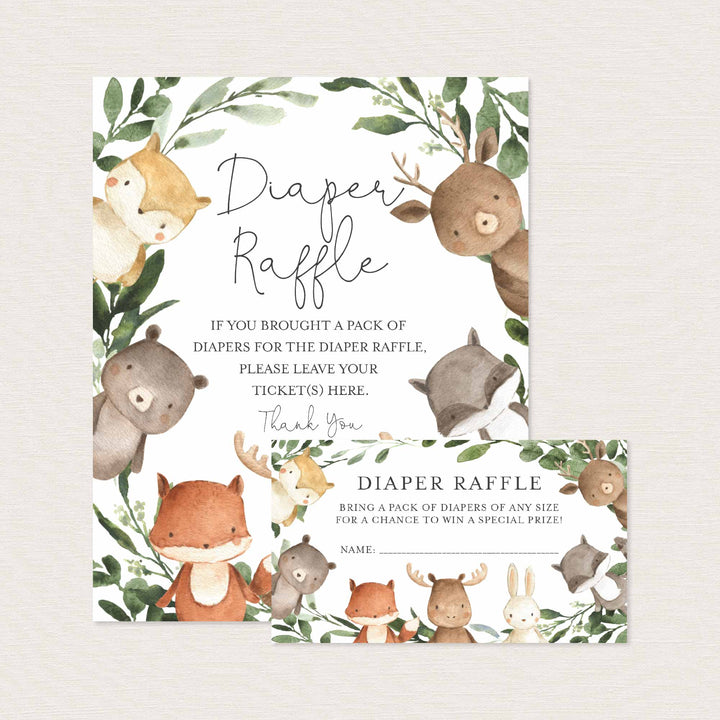Woodland Friends Baby Shower Diaper Raffle Printable