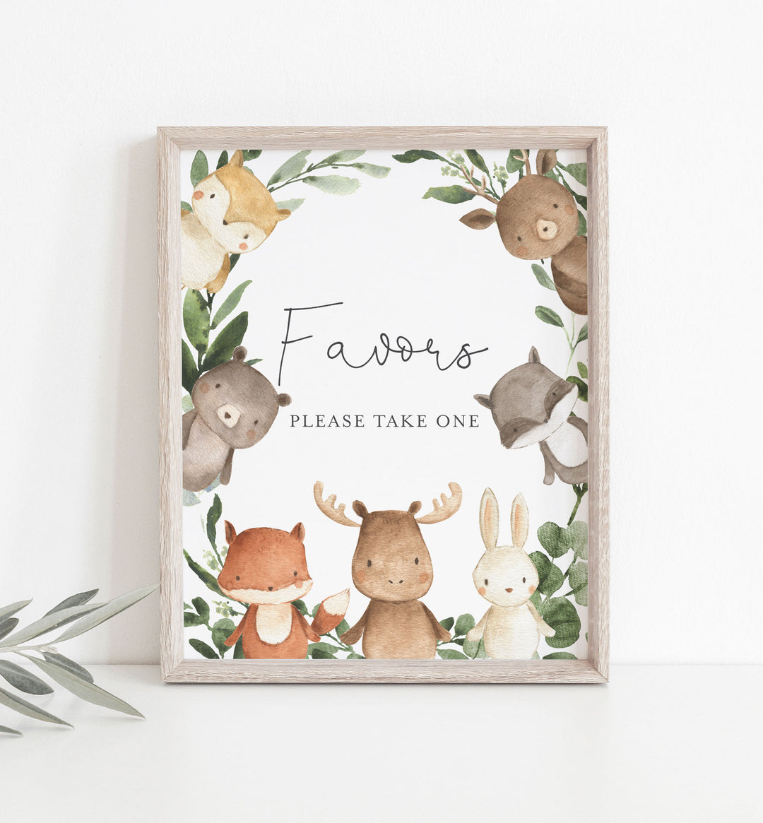 Woodland Friends Baby Shower Favours Sign Printable