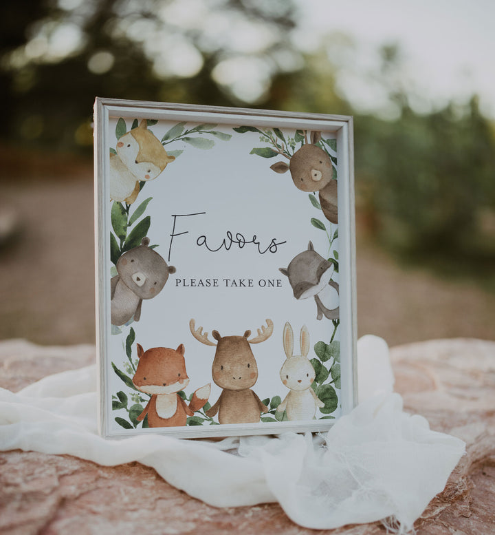 Woodland Friends Baby Shower Favours Sign Printable