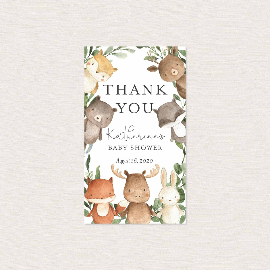Woodland Friends Baby Shower Favour Tag Printable