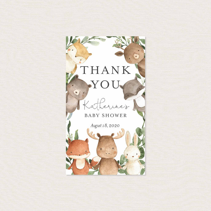 Woodland Friends Baby Shower Favour Tag Printable