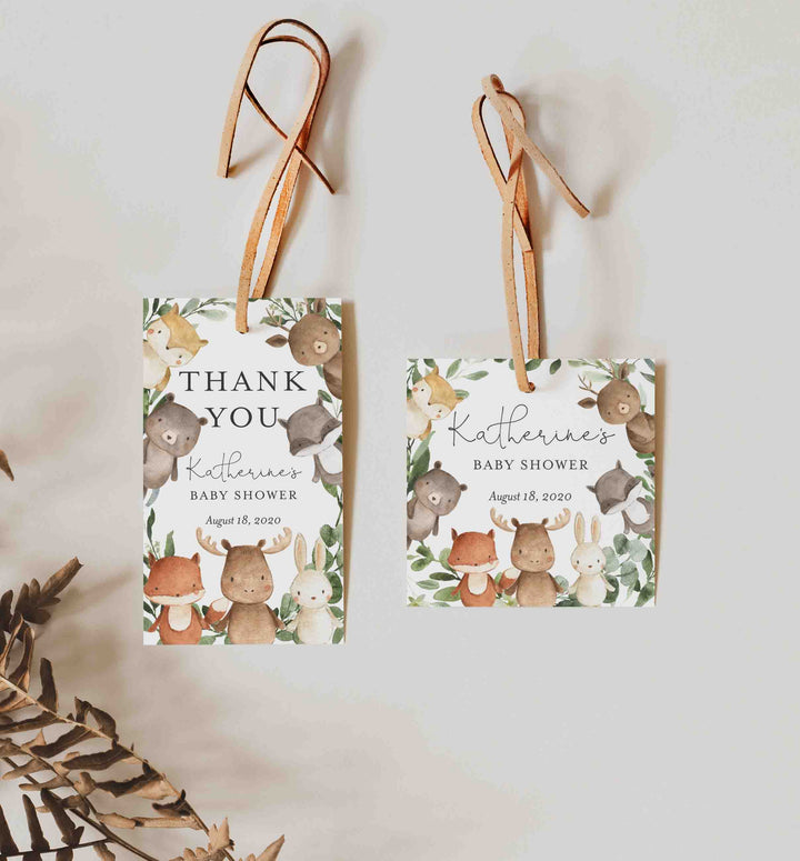 Woodland Friends Baby Shower Favour Tag Printable