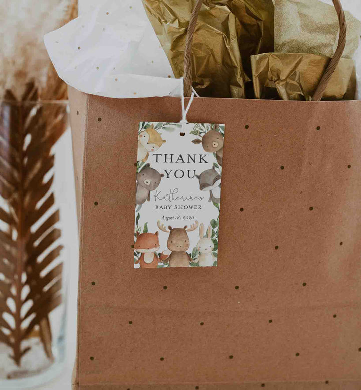 Woodland Friends Baby Shower Favour Tag Printable