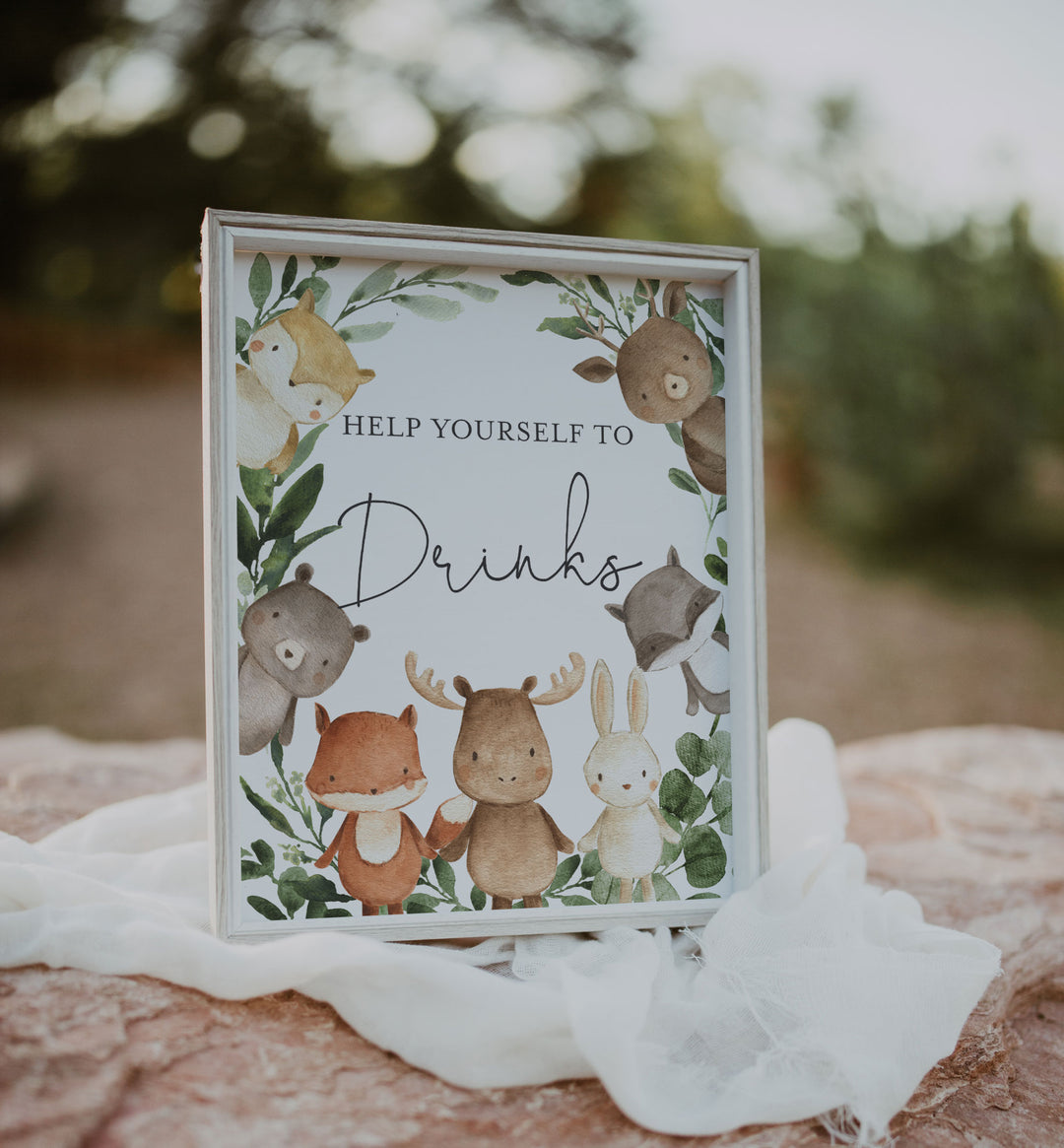 Woodland Friends Baby Shower Food and Drinks Sign Printable