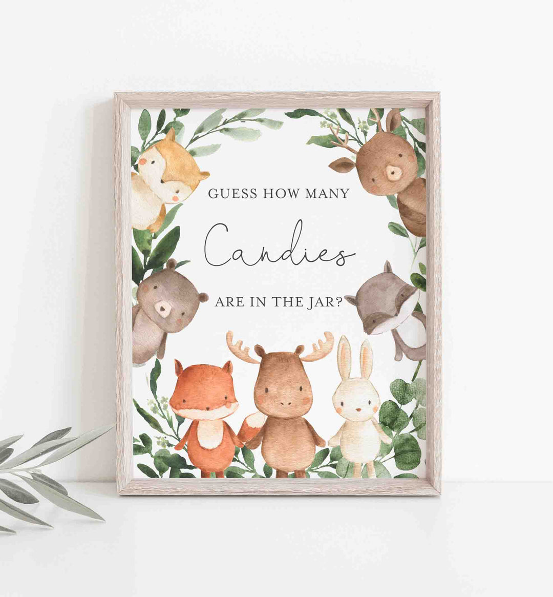 Woodland Friends Baby Shower Guess How Many Candies Game Printable