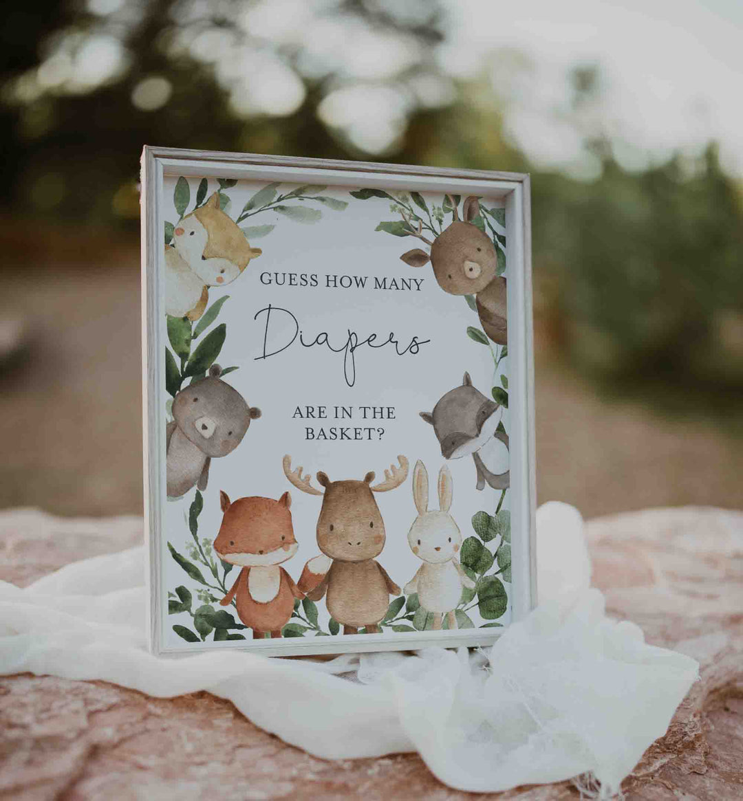 Woodland Friends Baby Shower Guess How Many Diapers Game Printable