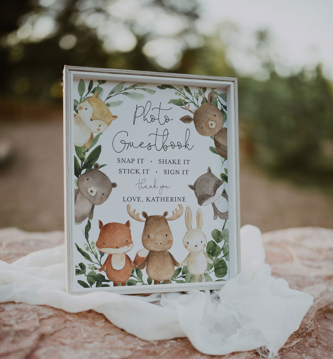 Woodland Friends Baby Shower Guestbook Sign Printable