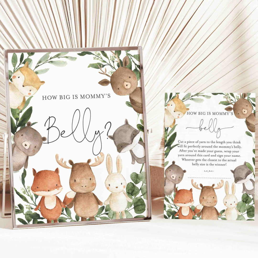 Woodland Friends Baby Shower How Big Is Mummy's Belly Game Printable