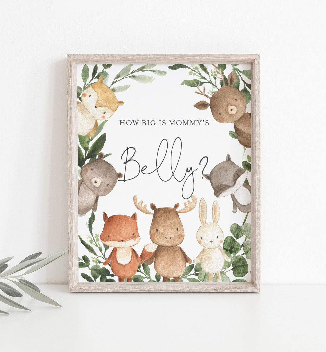 Woodland Friends Baby Shower How Big Is Mummy's Belly Game Printable