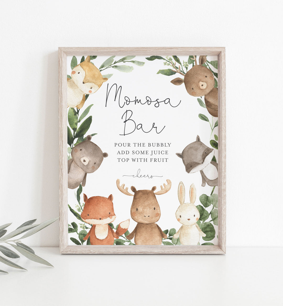 Woodland Friends Baby Shower Mimosa Bar Sign Printable