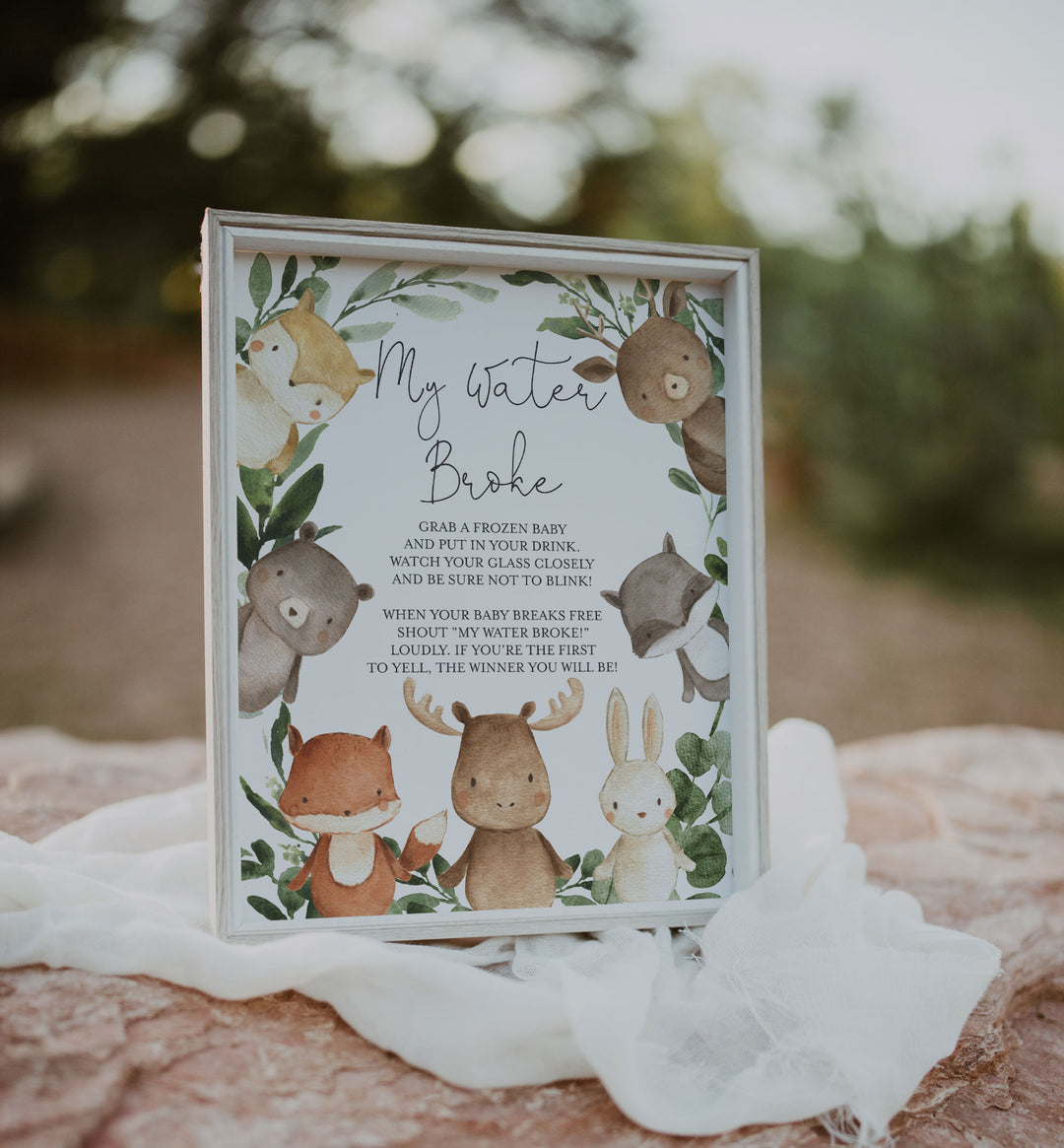 Woodland Friends Baby Shower My Water Broke Game Printable