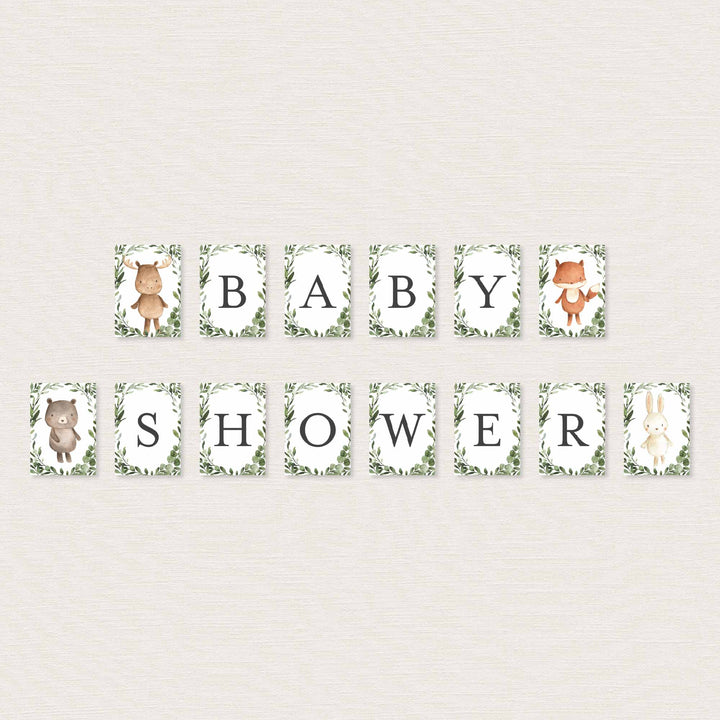Woodland Friends Baby Shower Party Banner Printable