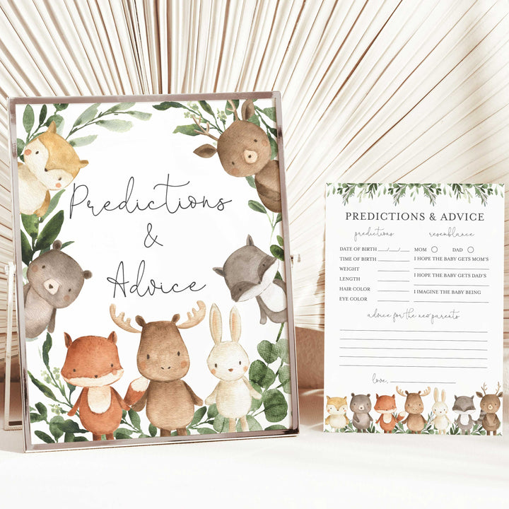 Woodland Friends Baby Shower Predictions and Advice Printable
