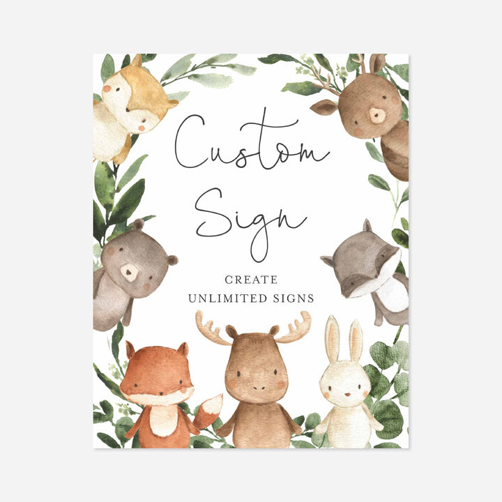 Woodland Friends Baby Shower Table Signs Bundle Printable