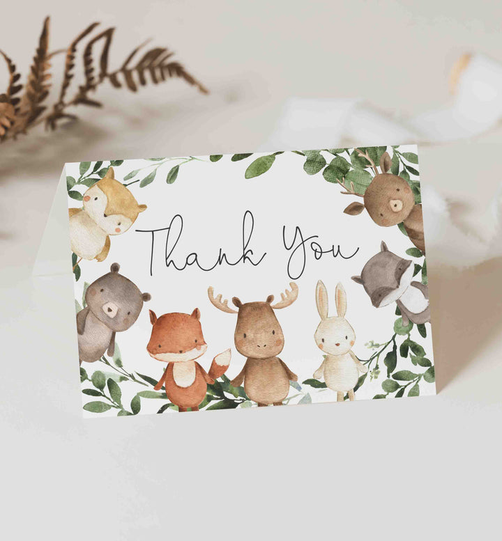 Woodland Friends Baby Shower Thank You Card Printable