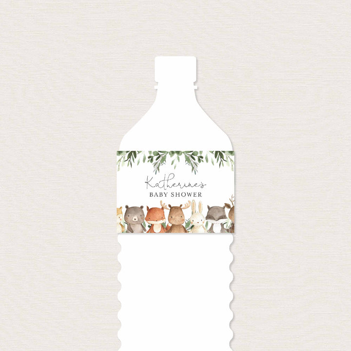 Woodland Friends Baby Shower Water Bottle Label Printable