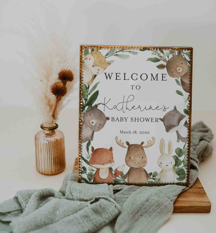 Woodland Friends Baby Shower Welcome Sign Printable
