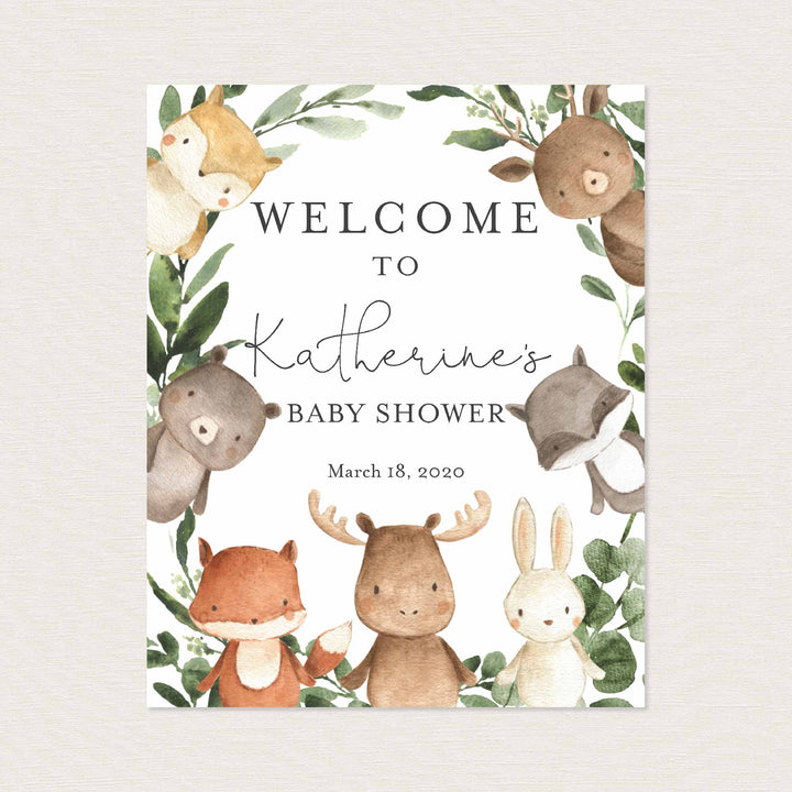 Woodland Friends Baby Shower Welcome Sign Printable