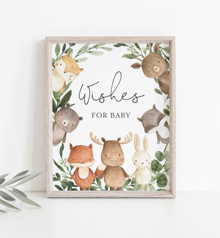 Woodland Friends Baby Shower Wishes For Baby Printable