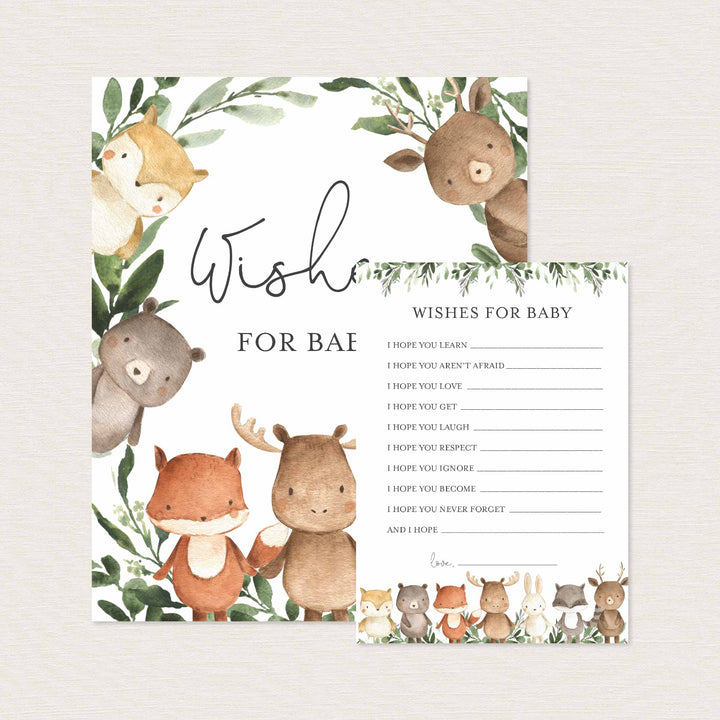 Woodland Friends Baby Shower Wishes For Baby Printable