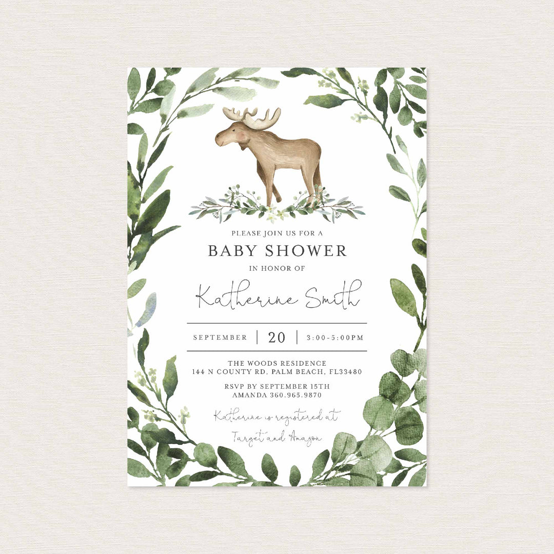 Lumberjack Moose Baby Shower Invitation Printable