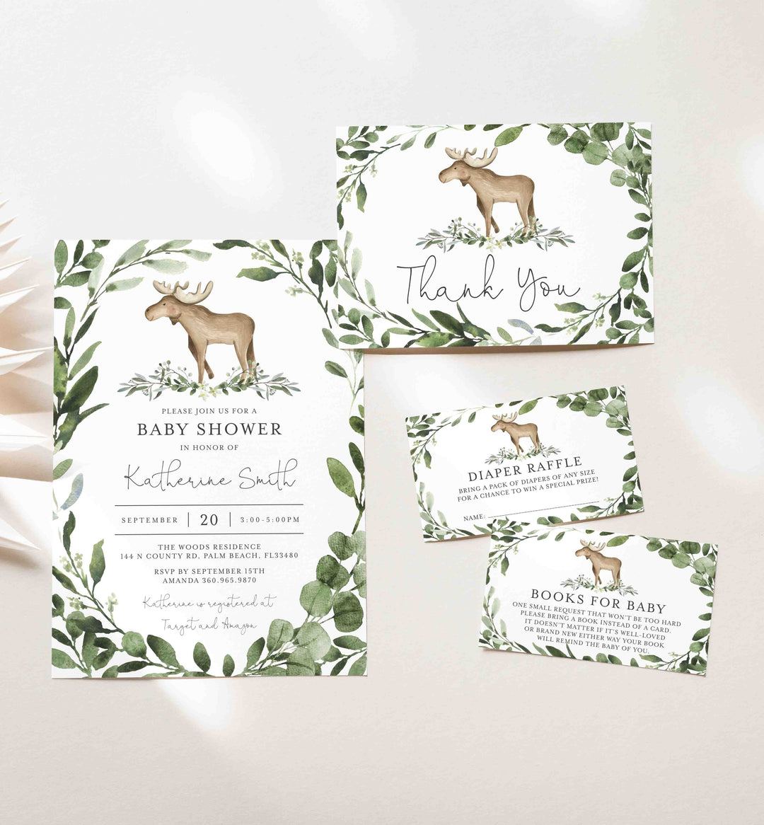Lumberjack Moose Baby Shower Suite Printable