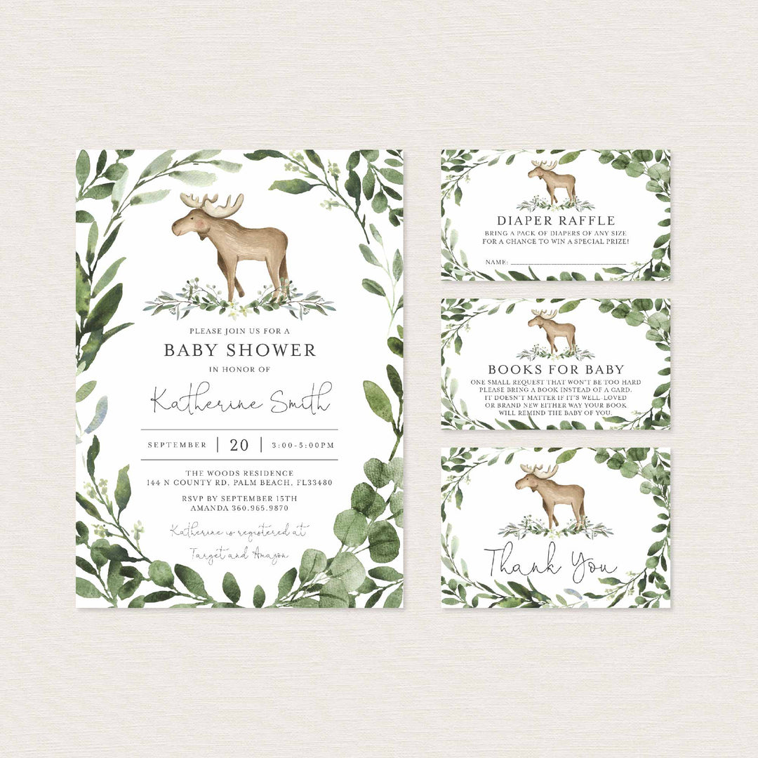 Lumberjack Moose Baby Shower Suite Printable