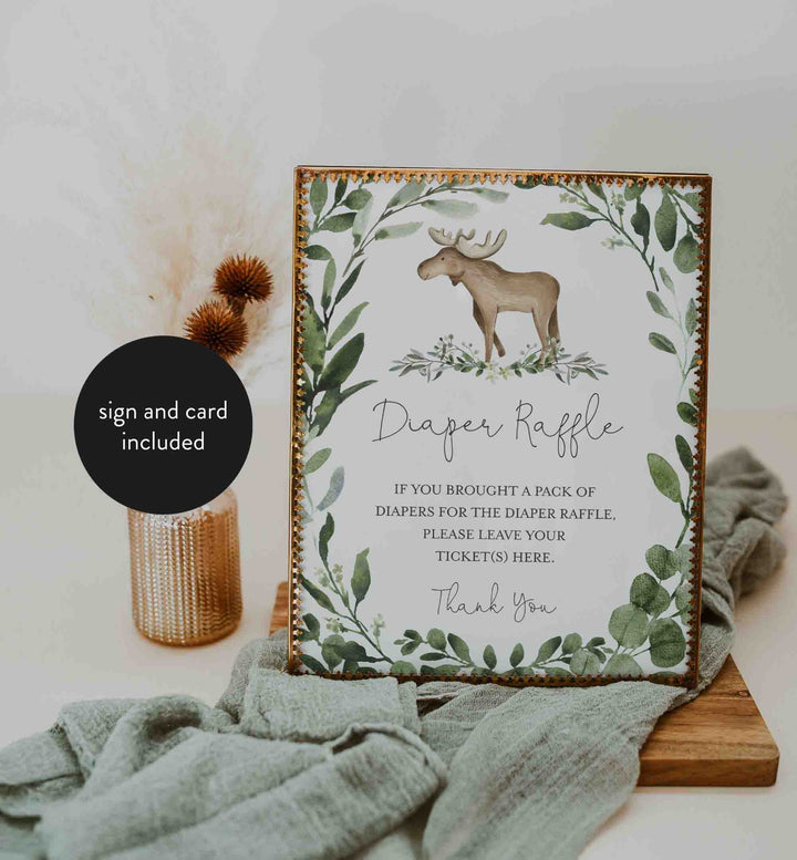 Lumberjack Moose Baby Shower Diaper Raffle Printable