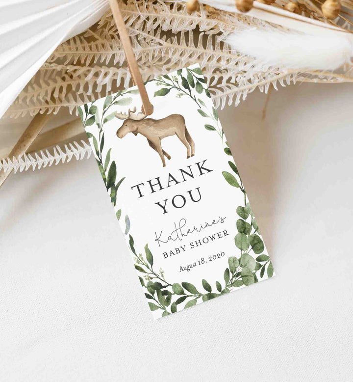 Lumberjack Moose Baby Shower Favour Tag Printable