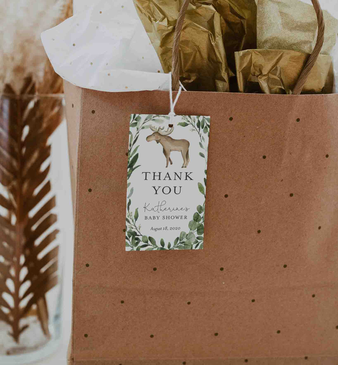 Lumberjack Moose Baby Shower Favour Tag Printable