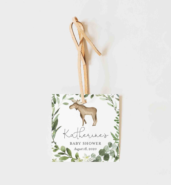 Lumberjack Moose Baby Shower Favour Tag Printable