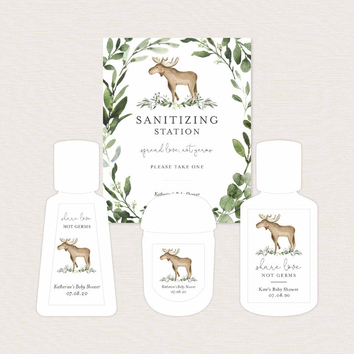 Lumberjack Moose Baby Shower Hand Sanitizer Label Printable